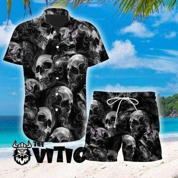 Felacia [Hawaii Shirt] So Cool Dark Skull Shadow Hawaiian Aloha Shirts-ZX2597
